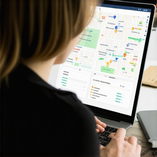 Local SEO Analysis for Map Rankings Business owner reviewing local SEO performance on a laptop