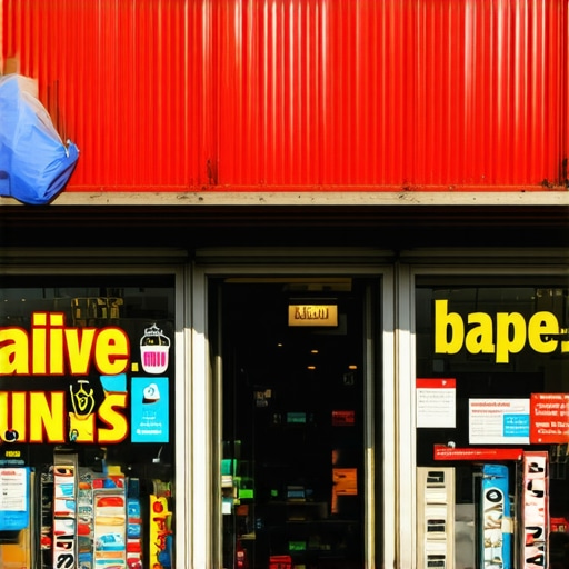 Local storefront with vibrant signage Vibrant storefront in a suburban area, representing local business visibility