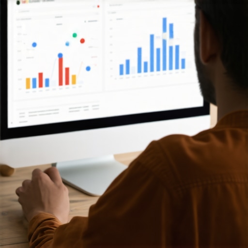 Business owner working on Google My Business profile with analytics and keywords