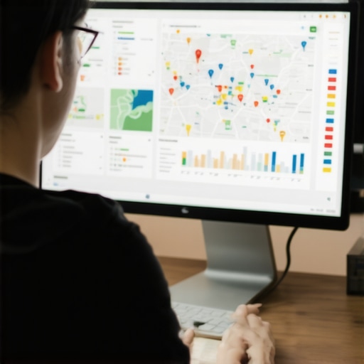 Person analyzing local SEO and Google Maps performance data on a computer