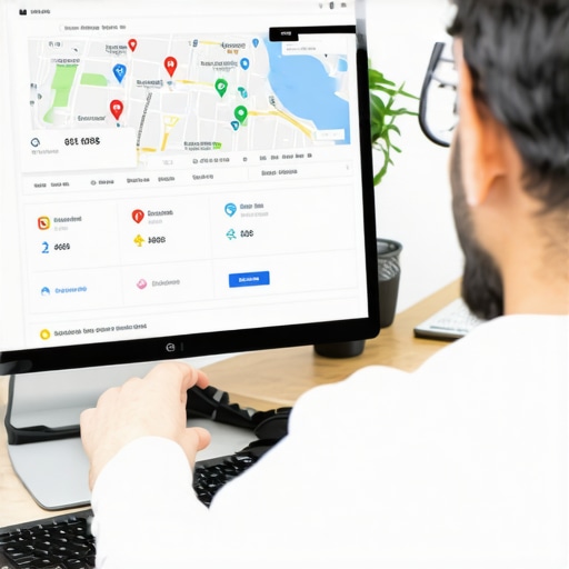 Business owner reviewing Google Maps analytics on a laptop.