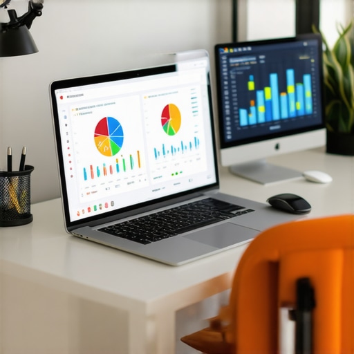 Desk setup with SEO analytics tools and review dashboards for local map rank management.