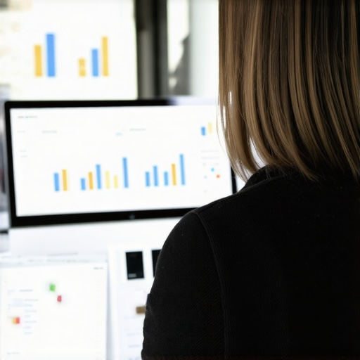 Person working on Google Business Profile with maps and analytics