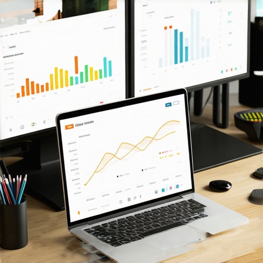 A workspace setup with laptop displaying local SEO analysis and citation tracking tools