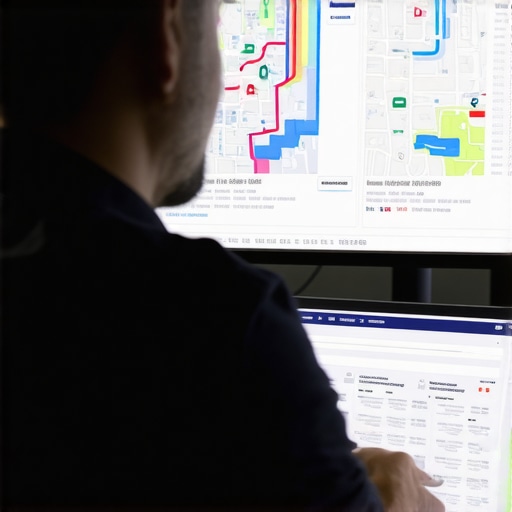 Monitoring Map Performance with Tools Person analyzing local map data using professional SEO tools