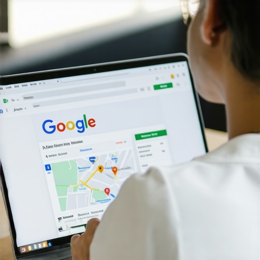 Person editing Google My Business profile on laptop to improve local SEO.