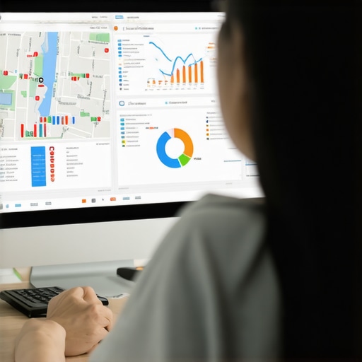 Person reviewing Google Maps analytics and local SEO metrics on a screen.