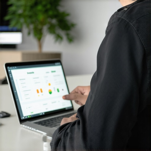 Digital Tools for Local SEO Management Person analyzing local SEO metrics on a laptop to maintain Google Maps rankings.