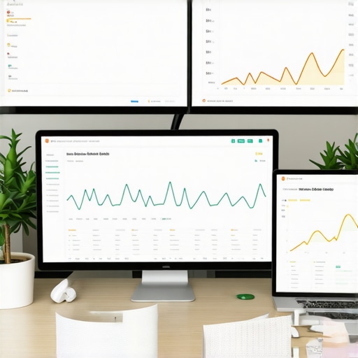 Person analyzing local SEO performance metrics on computer screens.