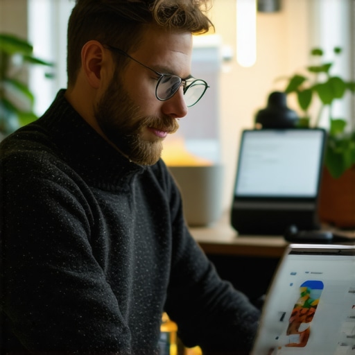 Optimizing GMB Profile Business owner working on Google My Business profile on a laptop