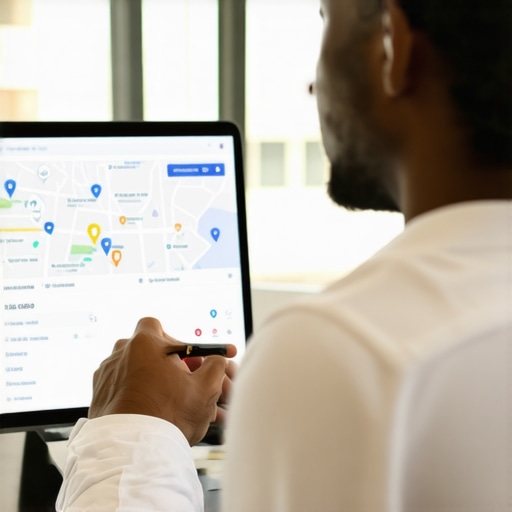 Optimizing Google Maps Profile for 2026 Business owner updating profile with SEO metrics on screen