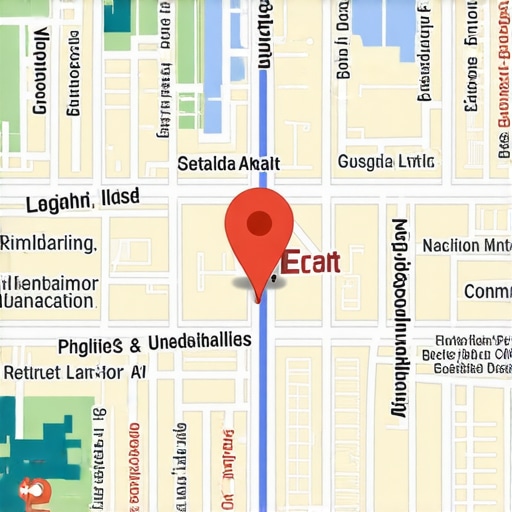 Digital map illustration highlighting proximity signals and geolocation for local SEO.