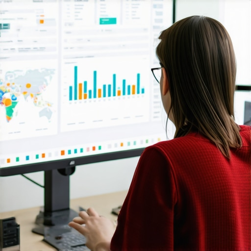 Analyzing Local SEO Data for GMB Optimization Business owner reviewing SEO performance dashboards with maps and data visualizations.