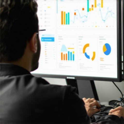 A digital marketer reviewing local SEO performance metrics on a computer