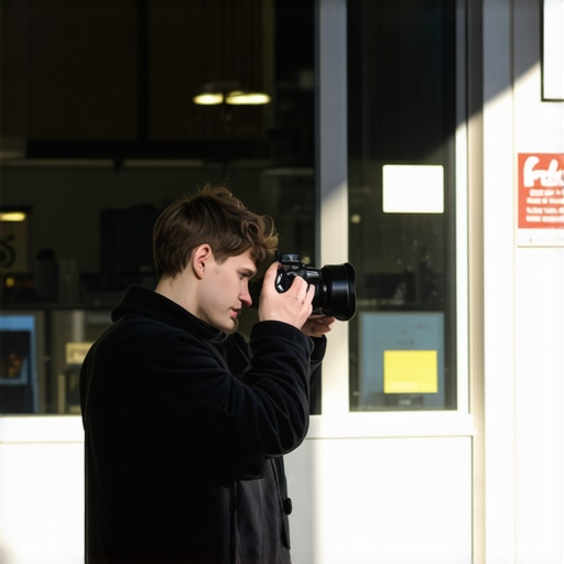 Business owner photographing storefront to enhance Google My Business profile