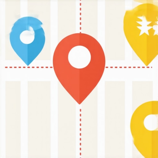 Illustration showing map optimization for local business with review, content, and proximity signals.