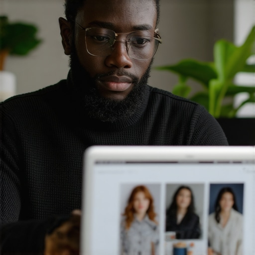 Business owner using a laptop to update Google My Business profile, with fresh photos and data