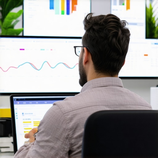 Person reviewing charts of clicks, calls, and views from Google My Business insights