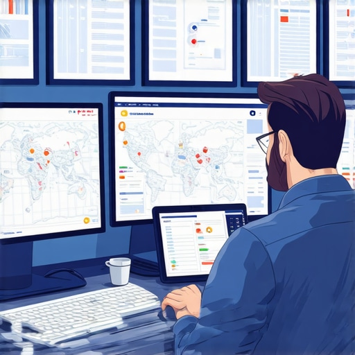A person analyzing real-time local SEO data on multiple screens to improve Google Business ranking.
