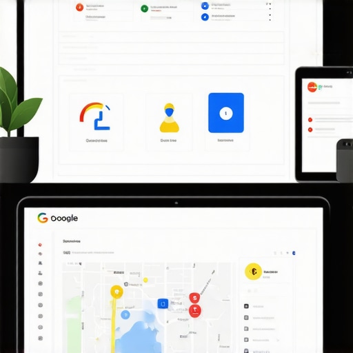 Screenshot of SEO dashboard with maps performance analytics and data sync tools