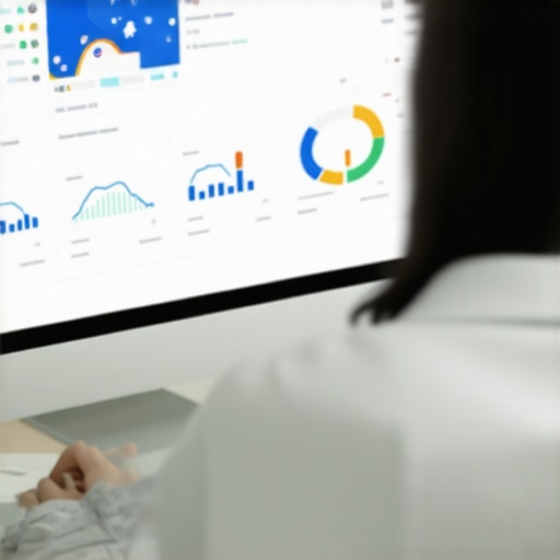 Person analyzing local SEO and map performance metrics on a digital dashboard.